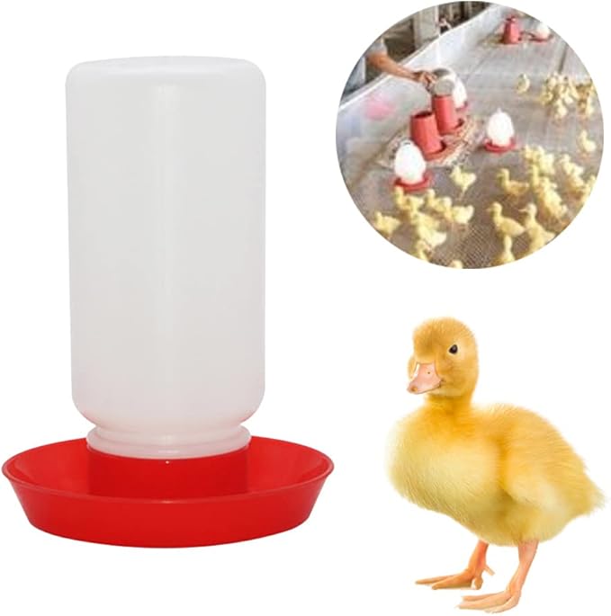 Chick Feeder and Waterer Set, 1L Baby Chicken Waterer Feeder, Baby Chicken Starter Kit, Hanging Poultry Drinker Quail Feeder, Small Coop Water Dispenser for Chickens, Turkeys, Ducks (Large Feeder)