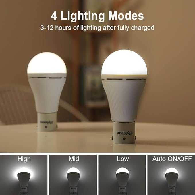Portable Solar Light Bulbs with Auto On Off Mode for Indoor Home and Chieken Coop, Solar LED Bulb Lights for Camping Tent Emergency, 2-Pack