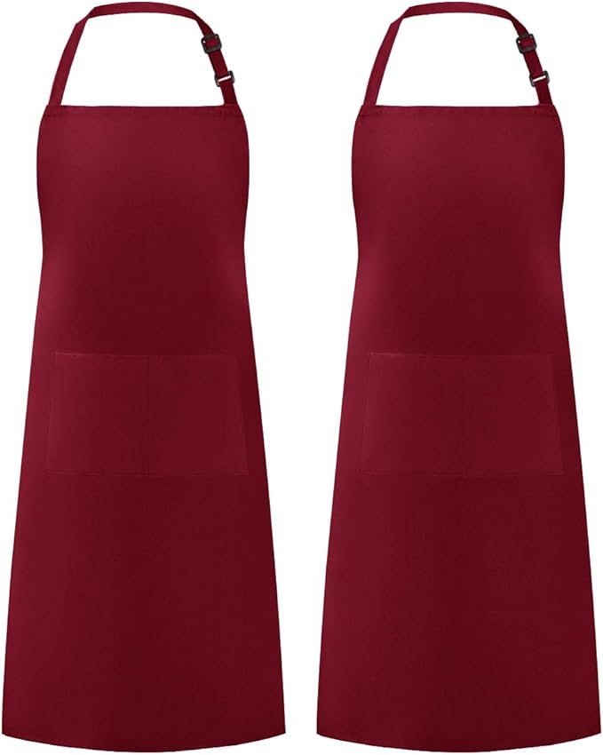Syntus Adjustable Bib Apron with 2 Pockets Cooking Kitchen Aprons for Women Men Chef