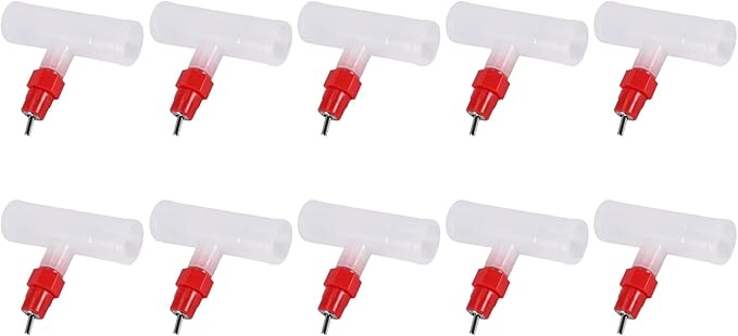 Chicken Nipples Tee Fittings - Fully Automatic Poultry Waterers Kit Chicken Water Drinker 10 Pack