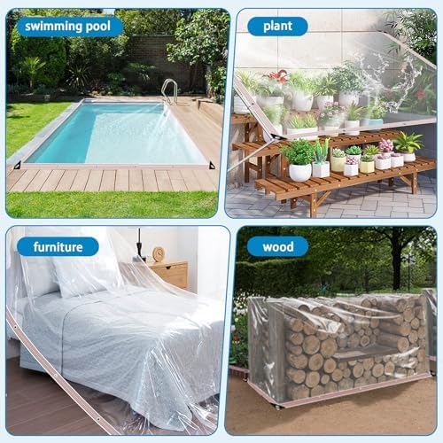 Clear Tarps Heavy Duty Waterproof 4x6FT-2Piece,Clear Plastic Tarp with Grommets,Transparent PVC Vinyl Tarpaulin for Outdoor,Plant,Garden,Chicken Coop,Patio,Cat Litter