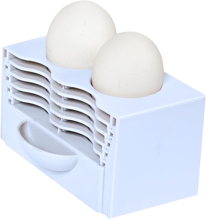 Eggstra Space Egg Organizer for Refrigerator, Adjustable Container, Collapsible & Expandable Tray Egg Holder for Fridge Organizer, Space Saving Fridge Storage Solution - White