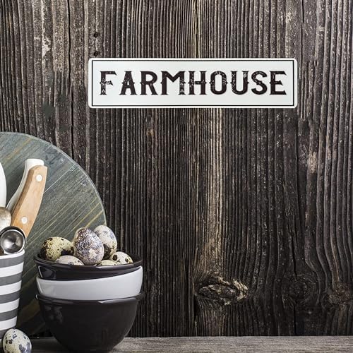 Farmhouse Metal Tin Sign (4''x16''), Vintage Wall Art Plaque - Waterproof & Dustproof for Home, Restaurant, and Bar Decor