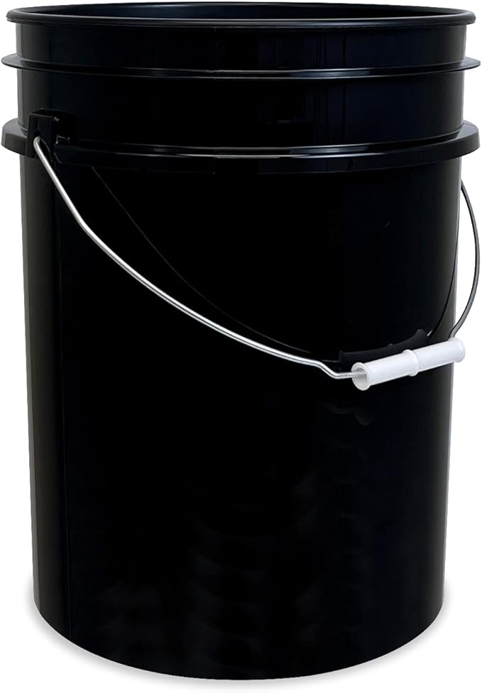 5 Gallon Bucket Only | Made in USA | Food Grade | Durable 90 Mil All Purpose Pail | BPA Free | Premium HPDE | Easy Stack and Store | Lids Not Included (Black, 1)