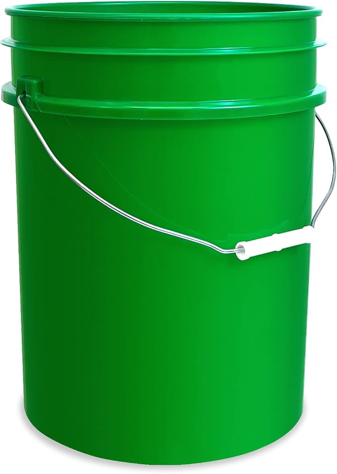 5 Gallon Bucket Only | Made in USA | Food Grade | Durable 90 Mil All Purpose Pail | BPA Free | Premium HPDE | Easy Stack and Store | Lids Not Included (Green, 1)