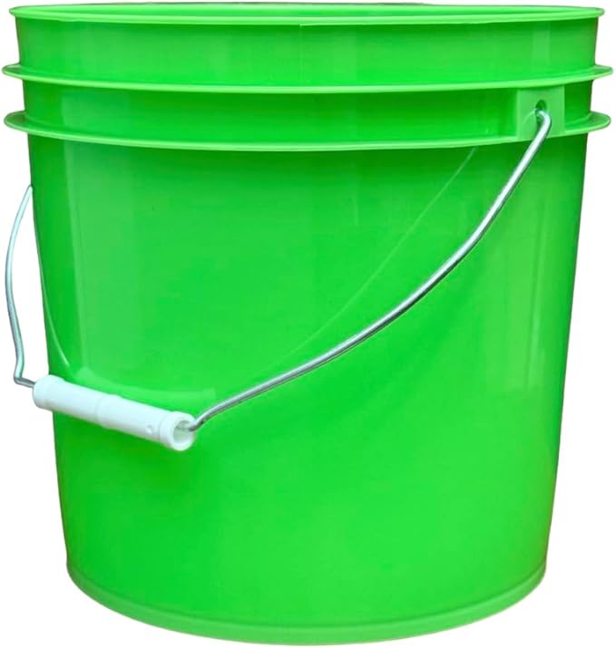 House Naturals 2 Gallon Food Grade - BPA Free Made in USA Buckets Lime Color pails with Screw On Gasket Lids (1, Lime - Orange lids)