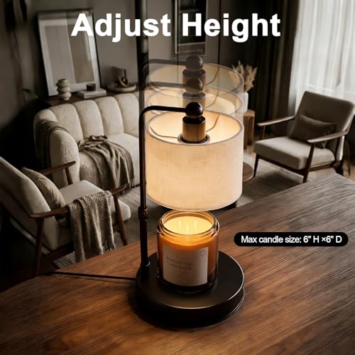Candle Warmer lamp for 3 Wick Candles, Large Candle Warmer Lamp with Timer - Flaxen-Large, Linen, 2 Bulbs Included - Image 3