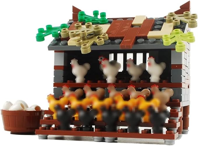 NW2 NW Farm Building Blocks Park Sencery Accessories Plant Set Building Bricks Kit DIY Building Set Compatible All Major Brands (Chicken coop#1)