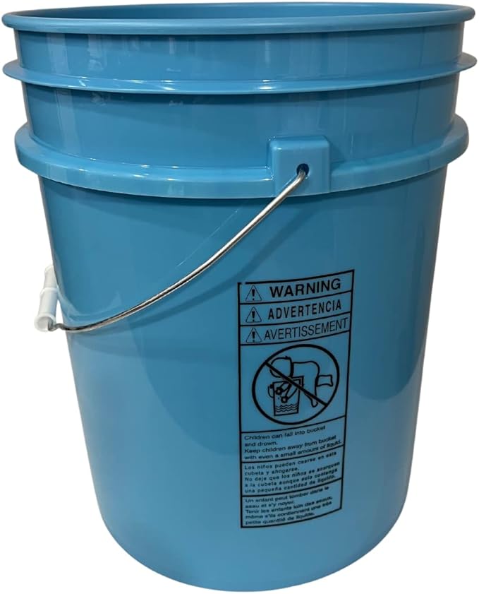 House Naturals 5 Gallon Food Grade BPA Free Bucket Pail with Air Tight Double Gasket Screw on Lid (Pack of 2) Light Blue and Green containers with White lids