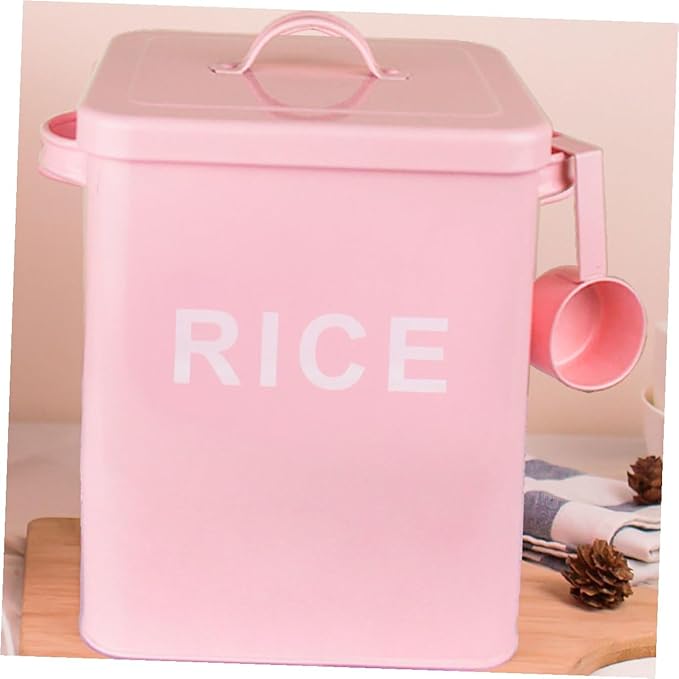 Luxshiny Sealed Pet Food Bucket with Lid and Scoop Iron Pet Food Storage Barrel Large Capacity Moisture-proof
