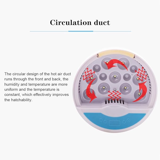 Hatching Egg Incubator,Egg Incubator with Automatic Temperature and Humidity Control,Mini Digital Poultry Hatcher Machine with 9 LED Lights Egg Candler Tester
