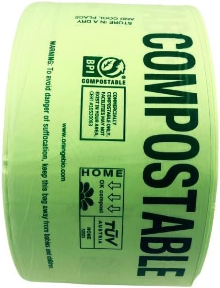 OrangeBio Certified Home Compostable Produce Bags, 250 Count, 15 x 18 Inches, Hold Up to 14 Lbs, ASTM D6400, EN 13432, US BPI & Europe OK Compost Home Certified