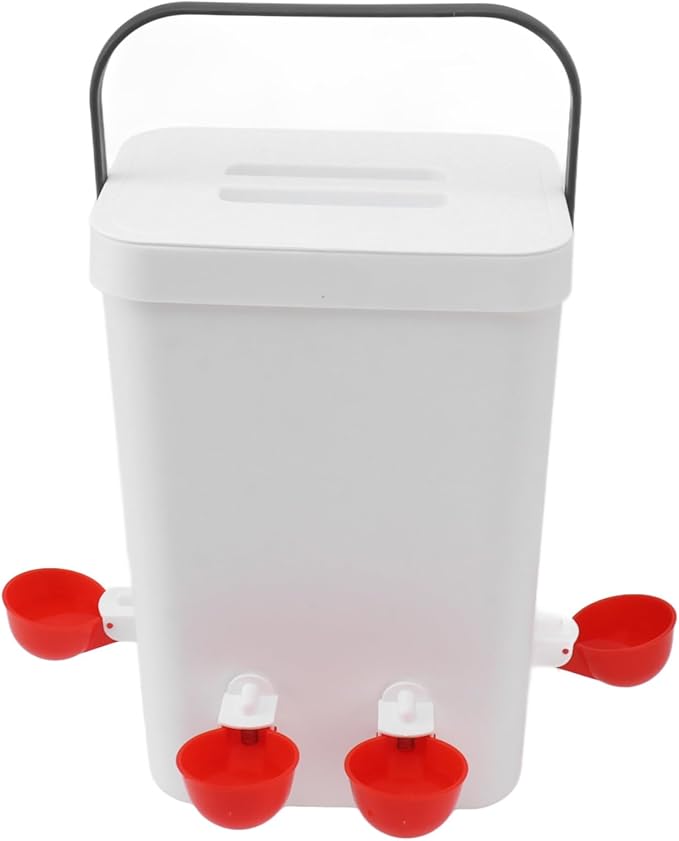 Topyond Chicken Feeder and Waterer Set, 12L Large Capacity Automatic Chicken Waterer with 4 Automatic-Fill Water Cup, Poultry Water Dispenser for Chicken Coops and Farms