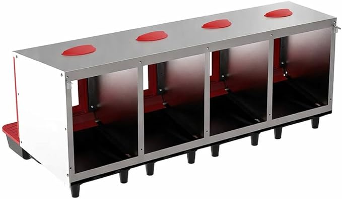 My Favorite Chicken Metal Rollout Nest Box – Roll Away Egg Laying Box for Chickens, Wall Mount Coop Nesting Box, Easy Clean Removable Buckets, Heavy-Duty Galvanized (Four Hole)