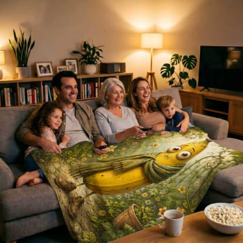 Funny Banana Throw Blanket, Whimsical Garden Design 50×60 - 50"x60", Banana Character, Polyester - Image 5