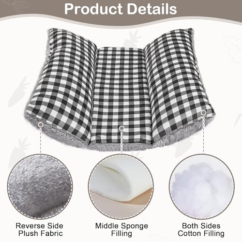 15"x14" Soft Plush Rabbit Bed Washable Cuddle Mat for Small Pets - Medium, Black and White Geometry, Polyester - Image 5