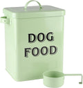 Dog Food Storage Container Farmhouse Pet Food Storage Containers with Lid and Scoop, Perfect Vintage Canister Treats Tin for Kitchen Countertop, Shelf, Great Gift for Pet Owners - Dog Food - Green