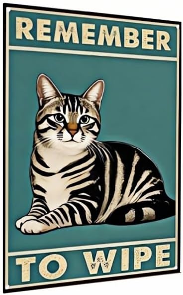 Funny Bathroom Metal Tin Sign – Vintage "Remember to Wipe" Wall Decor for Restroom, Toilet, or Powder Room – 8x12 Inch Retro Bathroom Humor Sign