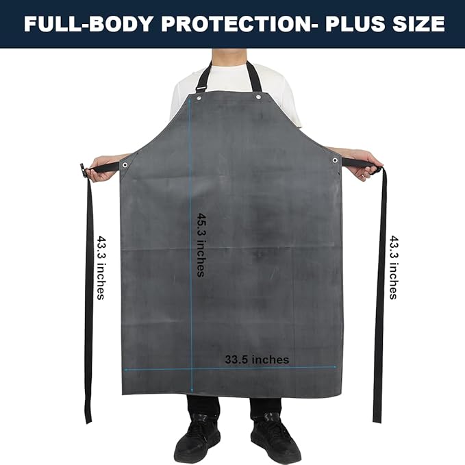 Thick Rubber Apron, Waterproof Apron Butcher Heavy Duty Chemical Resistant Adjustable Work Apron