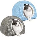 2 Pack Rabbit Hideout Large Bunny Bed Washable Rabbit House - Gray+Light blue, Foam by Tierecare