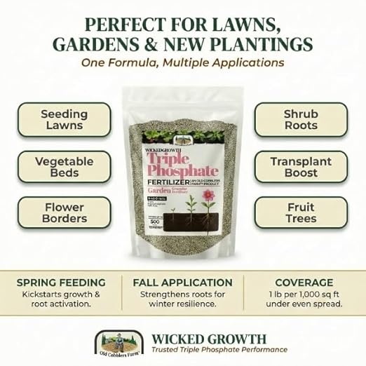 Old Cobblers Farm™ Wicked Growth Triple Phosphate - Boosts Root Development & Flowering, Eco-Friendly (5 lbs | 10 lbs | 15 lbs | 20 lbs) (15 lbs)