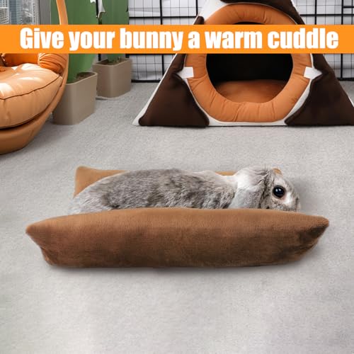 MEWTOGO 15.7" x 14" Bunny Bed for Rabbit Cage - 15.7 x 14In, Brown, flannel, Thickened & Soft - Image 6