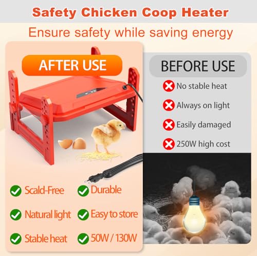 Chick Brooder Heating Plate with Adjustable Temperature - Red, Acrylonitrile Butadiene Styrene (ABS), Brooder Plate 130W Red - Image 5