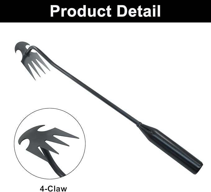 1Pcs Weed Puller Tool Garden Uprooting Weed Pulling Tool, 15.7" Portable Stainless Steel Weeder Tool 4-Claw Manganese Steel Weed Puller for Gardening Backyard Farm