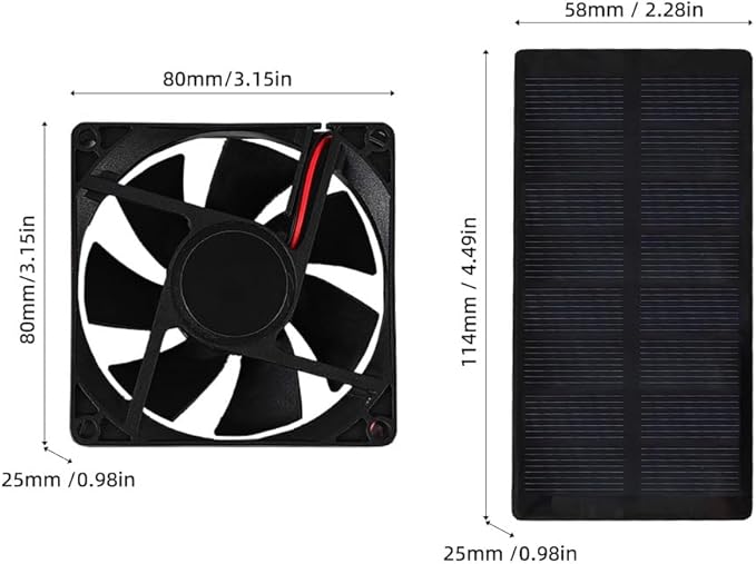 Fan Kit - IP65 Water Proof 3000 RPM Ventilation Fan with Solar Panel for RV, Greenhouse & Chicken Coop - Ultra-Quiet Operate (80x80mm Fan Size)‌