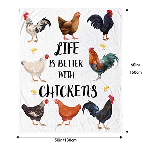 Cute Chicken Printed Blanket Soft Fuzzy Flannel Plush Throw Blanket for Couch,Sofa and Bed - Throw Size 50" x 60" (130 x 150 cm), White Rooster - Image 3