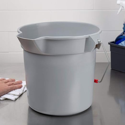 Rubbermaid Commercial Products 14 Qt Brute Heavy-Duty, Corrosive-Resistant, Round Bucket, Gray (6-Pack)