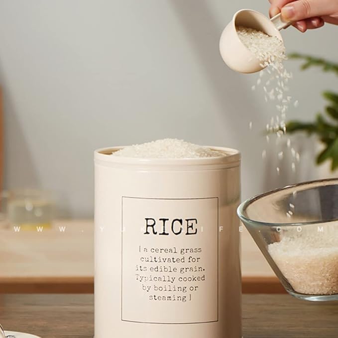 Luxshiny Large Capacity Airtight Rice Container with Scoop 8.66X5.90X5.90In Food Storage Bin for Kitchen Pantry Grain Preservation