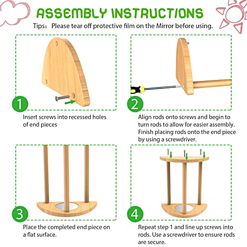 2-Pack Mini Chick Perch with Mirror, Bamboo Roosting Bar - 7"X6.6"X3.6", 22 Pack - Image 5