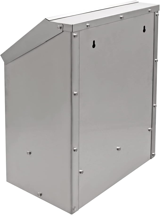 Galvanized Steel Chicken Feeders No Waste Poultry Feeder Rainproof Hanging Poultry Feeder Trough with Lid Holds 25lbs of Feed, No Assembly Required