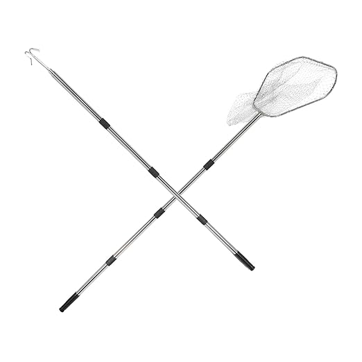Totority Stainless Steel Poultry Catcher Set with Telescopic Handle, Steel Mesh Chicken Net and Hook for Outdoor Farm Use, Livestock Catching Tool for Ducks Geese and Chickens