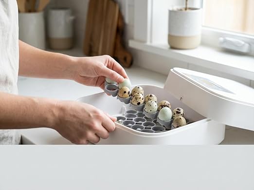 SplashNColor Quail Egg Tray Compatible with Maticoopx 20 Egg Incubator - Coturnix Quail Egg Rack - Compatible with Small Egg Incubators - Durable Egg Turner Accessory - 14 Slots - ABS White (1 Pack)