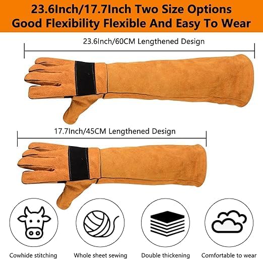 Animal Handing Gloves Bite Proof,Leather Welding Gloves,Multipurpose Puncture Proof Glove for Dog,Cat,Reptile,Snake