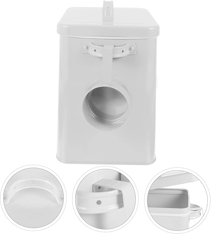 Metal Pet Food Storage Container Canister for Treats Kitchen Organizer for Rice Grains Airtight Design Measuring Scoop Versatile Storage Bin No Pattern