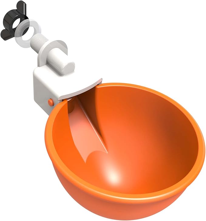 Large Chicken Waterer Cups Automatic, Chicken Water Feeder Suitable for Chicks, Duck, Goose, Turkey and Bunny, DIY Poultry Water Feeder Kit (2 Pack-Orange)
