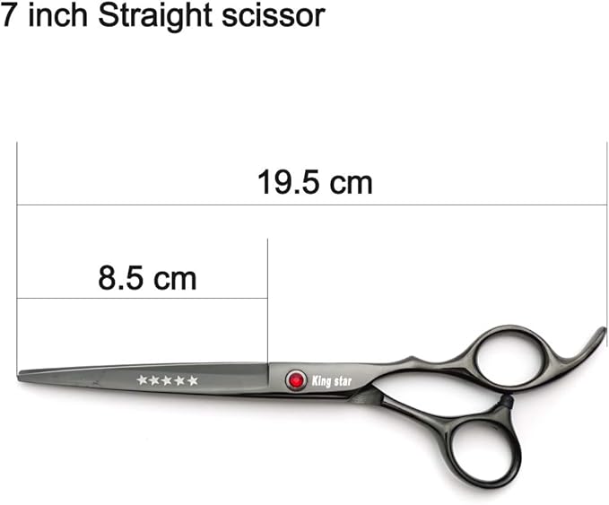 7.0in Professional Pet Grooming Scissors Set,Straight & Thinning & Curved Scissors 3pcs Set with Comb for Dog Grooming,A419 (Black-Grey)