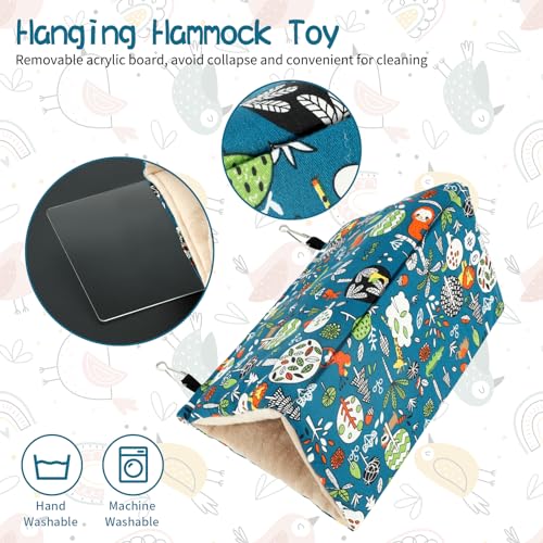 Rypet Bird Nest House, Bird Bed for Cage - Small (Pack of 1), Blue, Cotton, Hanging Hammock Bird Hut - Image 7