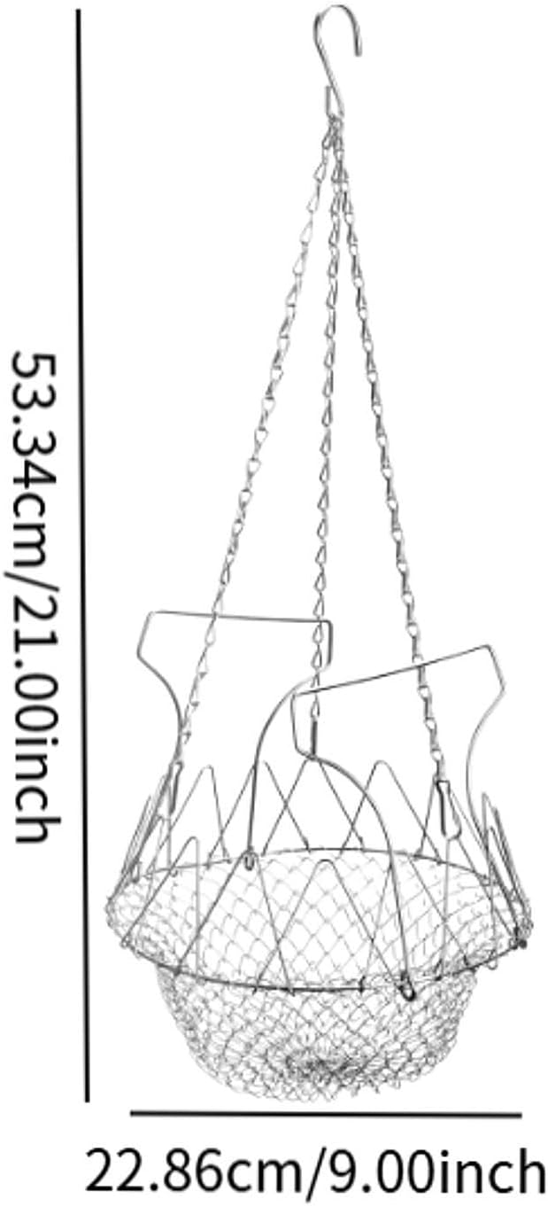 Generic Hanging Chicken Feeder Basket Stainless Steel with Chain Mesh Bird Feeder Chicken Holder for Yard Patio Courtyard Porch