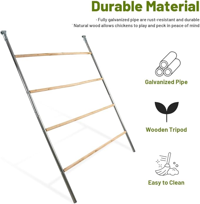 Yeeoy Chicken Perch Stand for Chicken Coop, Chicken Roosting Ladder Sturdy Roosting Bars for Adult Chickens, Chicken Toy and Coop Accessory Perfect for Backyard Poultry