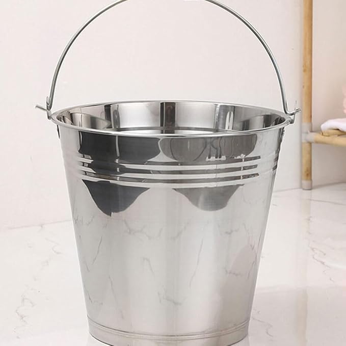 Kichvoe Stainless Steel Bucket with Lid Water for Farm Use Milking and Home Heavy-duty Pickup Bucket for Easy Carrying and Cleaning