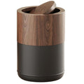 3.1 GAL Modern Metal Trash Can with Realistic Wood Texture,Built-in Bag Holder,Flip Lid,Small Bathroom Garbage Can for Bathroom,Home,Office,Living Room (3.1gal Swing lid)
