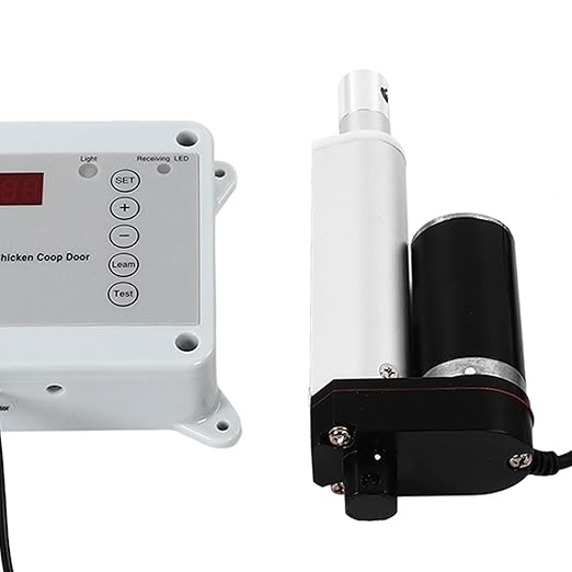Hyuduo Automatic Chicken Coop Door Opener 30W – Light Sensor & Remote Control, IP44 Rated, Fits 9–39 Inch Doors, 44 lb Capacity Poultry Door Timer