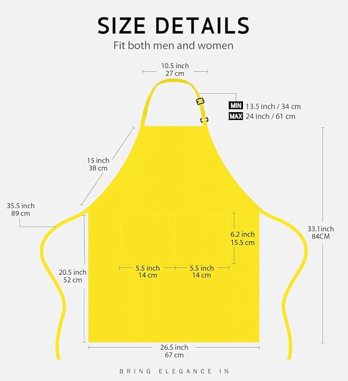 Syntus Adjustable Bib Apron with 2 Pockets Cooking Kitchen Aprons for Women Men Chef