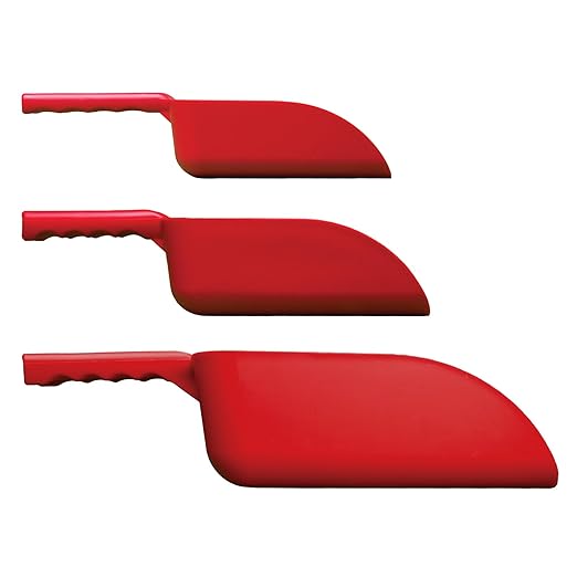 Remco - A Vikan Company 3 pk Color-Coded Plastic Hand Scoop - BPA-Free, Food-Safe Scooper, Commercial-Grade Utensils, Restaurant and Food Service Supplies, 16, 32, 82 Ounce Sizes, Red