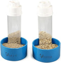 2 Pack Transparent PVC Chicken Feeder, Oyster Shell and Grit Feeder Hanging Ground Chicken Coop Feeder with Hanging Hook for Hens & Chicks (Blue)