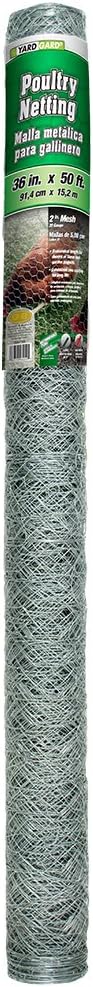 YARDGARD – 2 Inch Twisted Mesh Poultry Netting – 36 Inches by 50 Feet – Galvanized Steel – for Chicken Wire Fencing | Garden Protection | Poultry and Rabbit Enclosures | Lightweight Farm Projects